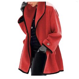 Women's Trench Coats Coat Outwear Fashion Casual Warm Sleeve Womens Overcoat Winter Open Colour Long Ladies Cardigan Jacket Slim Wool