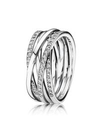 Authentic 925 Sterling Silver Luxury RING Women Jewellery for P Sparkling Polished Lines Ring Engagement ring Original box sets3027895