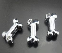 100pcslot 8mm one rhinestone dog bone slide charm Fit for 8MM Pet Collar Bracelet keychains8061802