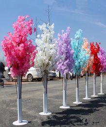 Colourful Artificial Cherry Blossom Tree Roman Column Road Leads Wedding Mall Opened Props Iron Art Flower Doors6169199