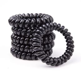 5cm Black Colour Telephone Wire Cord Hair Tie Girls Kids Elastic Hairband Ring Rope Bracelet Stretchy8773626