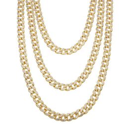 Hip Hop Iced Out chains Men s Miami Long Heavy Gold Plated Cuban Link Necklace For Mens Fashion rapper Jewelry Party Gift1028811