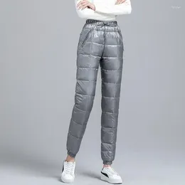 Women's Pants Women Winter Warm Down Cotton Padded Quilted Trousers Elastic Waist Casual Large Size Sweatpants Y122