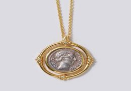 Pendant Necklaces Fashion Jewellery Solid Carved Ancient Roman Coin Necklace Plating 18K Gold Boutique Gift Whole5386333