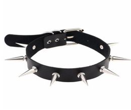 Black Spike choker belt collar women pu leather goth choker necklace for women party club chocker Sexy gothic jewelry9874087