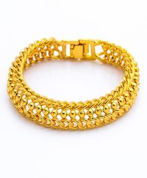 12mm Beads Mesh Men Bracelet Wrist Chain 18k Yellow Gold Filled Classic Fashion Jewellery Gift7155069