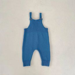 Rompers Boy Infant Knitted Overalls Autumn Toddler Girl Cotton Solid Sleeveless Suspenders Jumpsuit Baby Casual Romper Kid 231212