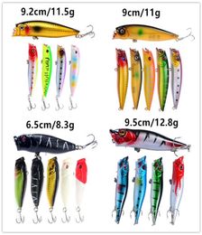 New 4 Styles Floating Swimming Popper Fishing bait set 3D Big mouth Fish Float Fishing Lure7887106