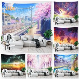 Tapestries Anime Scene Aesthetic Tapestry Wall Hanging Kawaii Room Decor Hippie Japanese Anime Large Wall Tapestry Bedroom Decoration Home