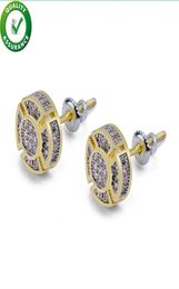 Designer Earrings Men Luxury Stick Earring Hip Hop Jewelry Boho Earings Bling Diamond Rapper Gold Stud P Style Charms Round Ear Ring Women Wedding8369155