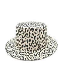 2019 new Unisex Leopard Flat Top Hat Imitation Wool Women Fedoras Hats Stylish Vintage Trilby Caps Panama Jazz Hat Chapeau48960299309340