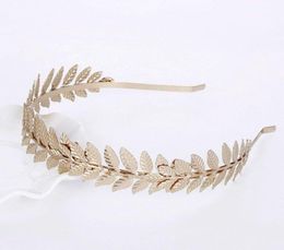 European Greek Goddess Headband Metallic Gold Silver Leaves Crown Hair Band Wedding Bridal Tiara Shimmer Accessories Clips Barre2515811