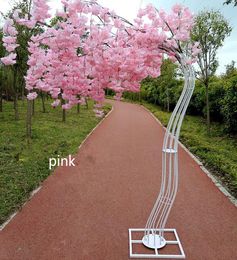 White Artificial Cherry Blossom Tree road lead Simulation Cherry Flower with Iron Arch Frame For Wedding party Props8167652