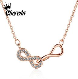 Pendant Necklaces Chereda Brilliant Cubic Zircon Infinity Necklace Chain Choker Femme Rose Gold Collars Women Lover Fashion Jewelr4815897