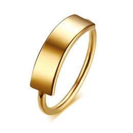 Dainty Personalized Gold Curved Bar Ring Stacking Ring Custom Name Engraving253e
