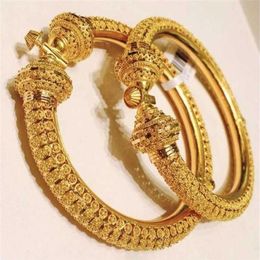 24k Luxury wedding Dubai Bangles Gold Colour For Women Girls Wedding Bride India Bracelets Jewellery Gift Can Open 2201242122