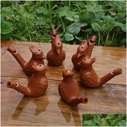 Arts And Crafts Stock Water Bird Whistle Vintage Ceramic Arts Crafts Whistles Clay Ocarina Warbler Song Chirps Children Bathing Drop D Dhenq