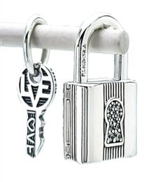 Padlock and Key Dangle Charm Silver Charms for Bracelets DIY Jewelry Making kits Loose Beads Silver wholesale 790088C011327715