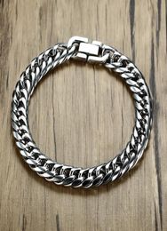 Link Chain Miami Cuban Link Mens Bracelet In Silver Tone Stainless Steel Heavy Armband Pulseira Bileklik Male Jewellery 814 Mm 218696004