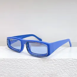 Sunglasses 2023 Arrive INS Style Square Men Shades High Street Lake Blue Sun Glasses Top Fashional Acetate Solar