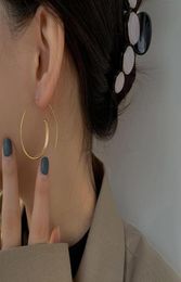 Trendy Personality Metal Matte Gold Earrings Minimalist Large Hoop For Women Party Fashion Jewellery Gifts Huggie9512028