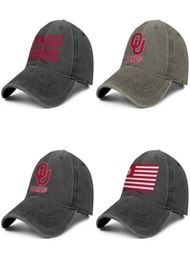 Oklahoma Sooners Flag Football Red Unisex denim baseball cap custom design your own Personalised stylish hats logo football old Pr7749673