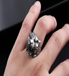 Whole New Fashion Super Quality Punk Rock Mens Biker Rings Vintage Gothic Skeleton Tiger Skull Ring Men US Size for 3020281