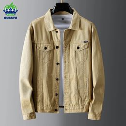 Mens Jackets FallWinter 100% Cotton Jeans jacket Mens khaki denim jacket Fashion denim jacket Mens denim jacket Plus size M5XL 231213