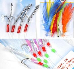 10 Bags Sabiki Feather Tinsel Tube Flash Rig Size 10 Assortied Bait Fish Catching Rigs Whole Retail 2010198572315