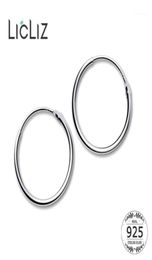 Hoop Huggie LicLiz 2021 925 Sterling Silver Simple Earrings For Women Round Circle White Gold Jewellery Loop Joyas De Plata LE04727582915