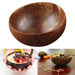 Natural Coconut Bowl Creative Decoration Dinnerware Fruit Salad Noodle Rice Wooden Handicraft Shell Bowls Cooking Utensils Q828