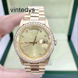 Movement Watch Luxury 18238 41mm Diamond Watches Bezel Mechanical Automatic Gold Stainless Steel Bracelet Original Box