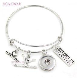 Charm Bracelets 10PCSLOT Whole I Love Gymnastics Bracelet Gymnast Bangle Sport Gifts Jewellery Adjustable Snap14399688