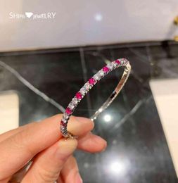 Shipei 100 925 Sterling Silver Ruby Created Moissanite Gemstone Wedding Fine Jewellery Vintage White Gold Charm Bracelets Bangle3237512