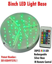 8inch 28pcs SMD5050 LED Centrepieces Light Base with 24keys Remote Contrrller to Choose 16 Static Colours and 4Colorchanging Progr4874161