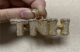 Custom Letters Name Pendant Necklace Double Colour With 4mm Tennis Chain Rope Chain For Men Women Cubic Zircon Hip Hop Jewellery Gift6271498