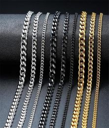 Chains 5pcslot Whole Punk Necklace For Men Women Curb Cuban Link Chain Chokers Unisex Vintage Black Gold Tone Solid Metal In 3108243