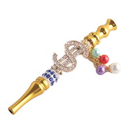 Smoking pipes US style Metal cigarette holder with diamond pendant holder with rhinestones Jewellery hookah mouth tips hookah Jewellery metal hookah tips