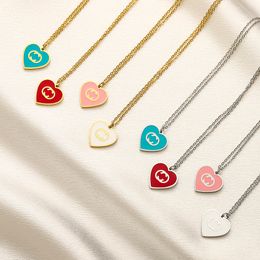 Fashion Designer Necklace Womens 18k Gold-plated Silver Stainless Steel Heart Pendant High-end Link Chain Brand Letter Necklaces Wedding Jewellery Christmas Gift