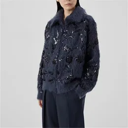 Women's Sweaters Bru Cuci Cardigan In Mohair And Wool Dazzling Ramage Embroidery Swearter 2023 Luxury Floral-inspired Design Coats