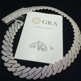 Biżuteria w dół biżuterii w dół 20 mm duży facet 925 Srebrny srebrny VVS1 MOSSANITE Cuban Sain Pełna lodowana link Diamond Miami