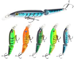 5Pcsset 105mm 9g Fishing Lure Artificial Minnow Lures Bait Wobblers Crankbait 2 Segments Swimmer Fish Hard Baits Treble Hooks T194051663