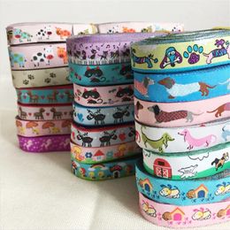 Christmas Decorations 58" 16 mm Polyester Ribbon 10 Yards Cartoon Jacquard DIY Pet Dog Collar Decorated With Garment Accessories 231212