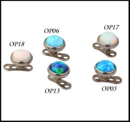 100 Titanium G23 Piercing Jewellery Opal Stone Top Anchor body Jewellery attachmentsjewelley Micro Skin Diver Dermal1173232