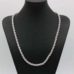 24 Inches Classic Rope Chain Thick Solid 18k White Gold Filled Womens Mens Necklace ed Knot Chain 6mm Wide282I