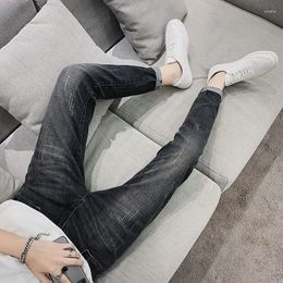 Men's Jeans Man Cowboy Pants Light Blue Trousers Skinny Ripped Broken Slim Fit With Holes Cropped Tight Pipe Torn 2023 Fashion