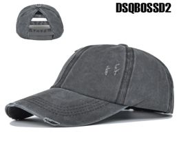 DSQBOSSD2 New summer hat hole retro sports hiking hat rebound washed cotton cap casual ponytail loose baseball cap ladies adjustab1887952