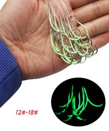 7 Sizes 1218 Luminous Hook With Line High Carbon Steel Barbed Hooks Asian Carp Fishing Gear 60 Pieces Lot H18680469