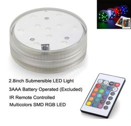 Submersible led light 12pcsLot Remote controlled Battery operated RGB multicolors light for table vases wedding decoration7030086