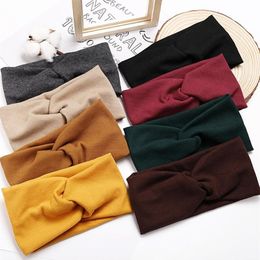Hair Clips & Barrettes Women Headband Solid Colour Cotton Wide Turban ed Knotted Headwrap Girls Hairband Fashion Accesso292b